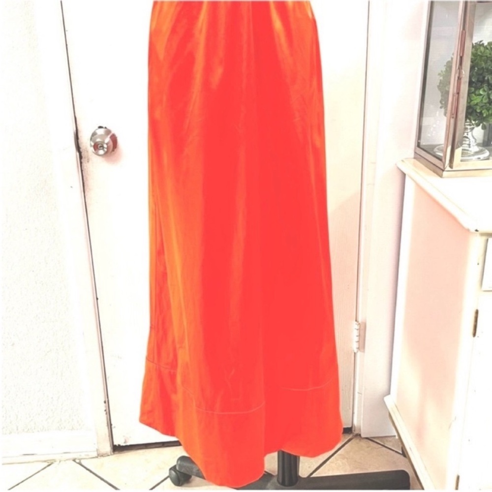 STAUD Georgia Halterneck Cotton-Blend
Poplin Orange Maxi Dress Size XS - Picture 9 of 14